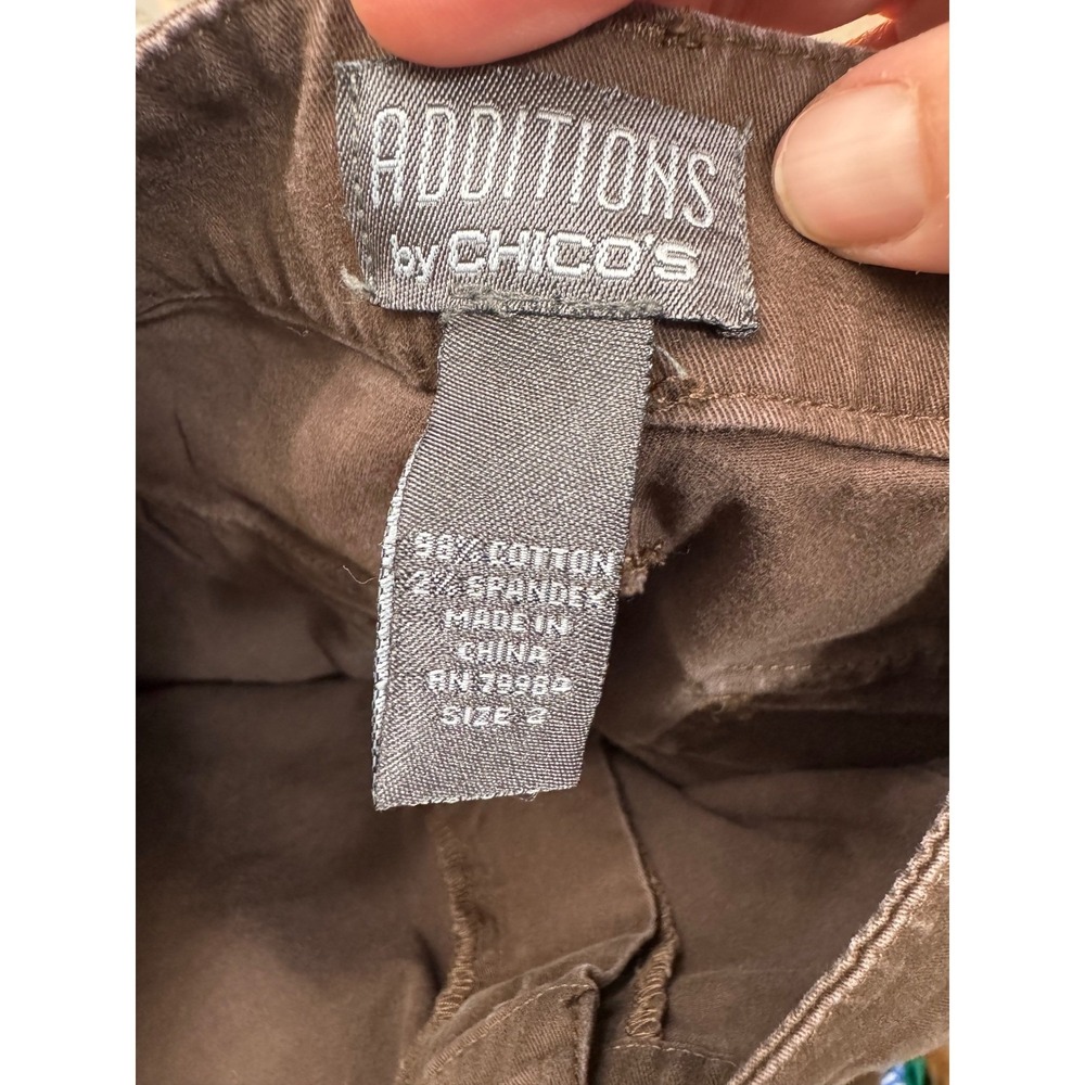 Additions by Chico's Shorts Womens 12 Brown Excellent Utility Patch Pocket - Picture 4 of 5